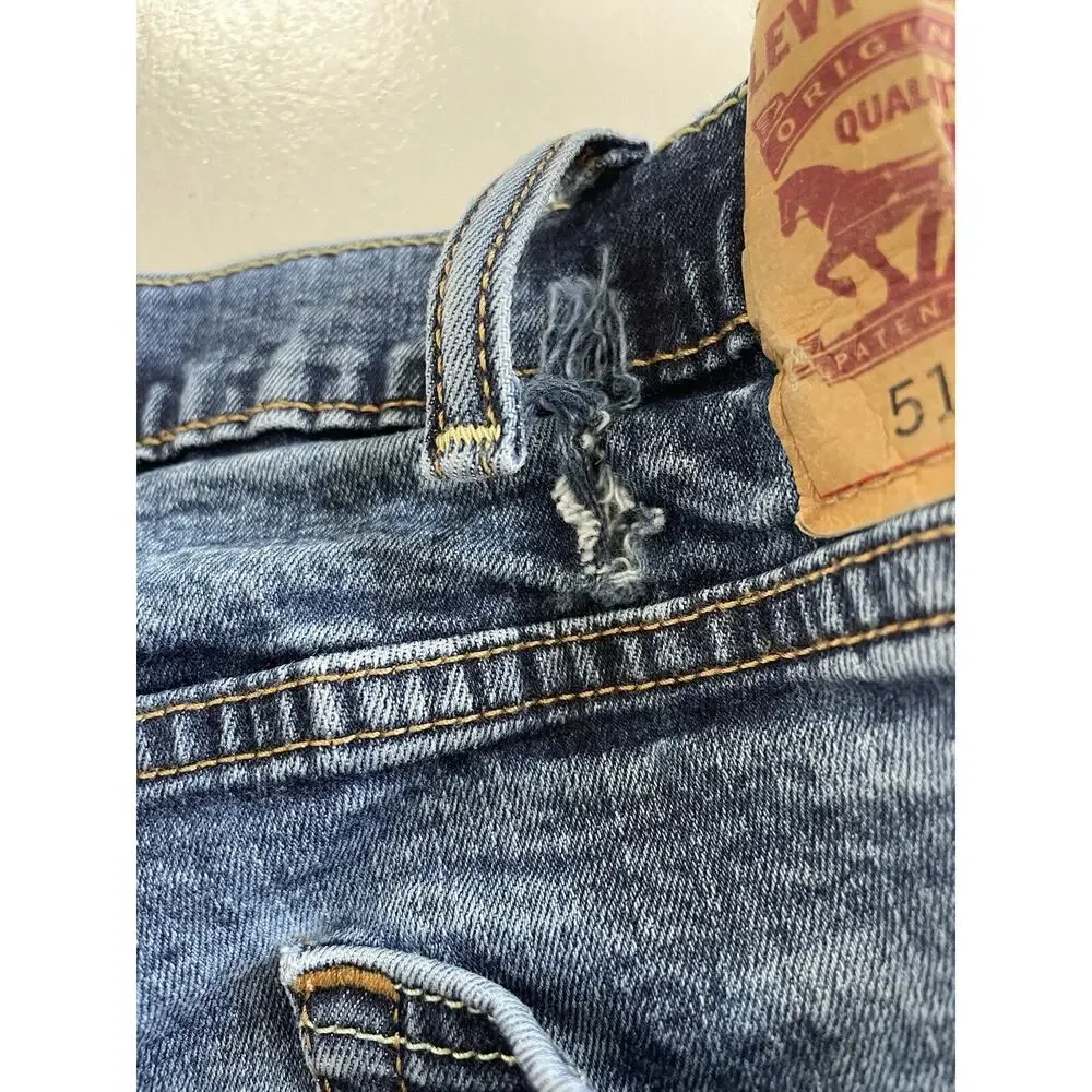 Men's Levi's 514 Blue Denim Jeans Slim Straight Leg Mid Rise 38x32